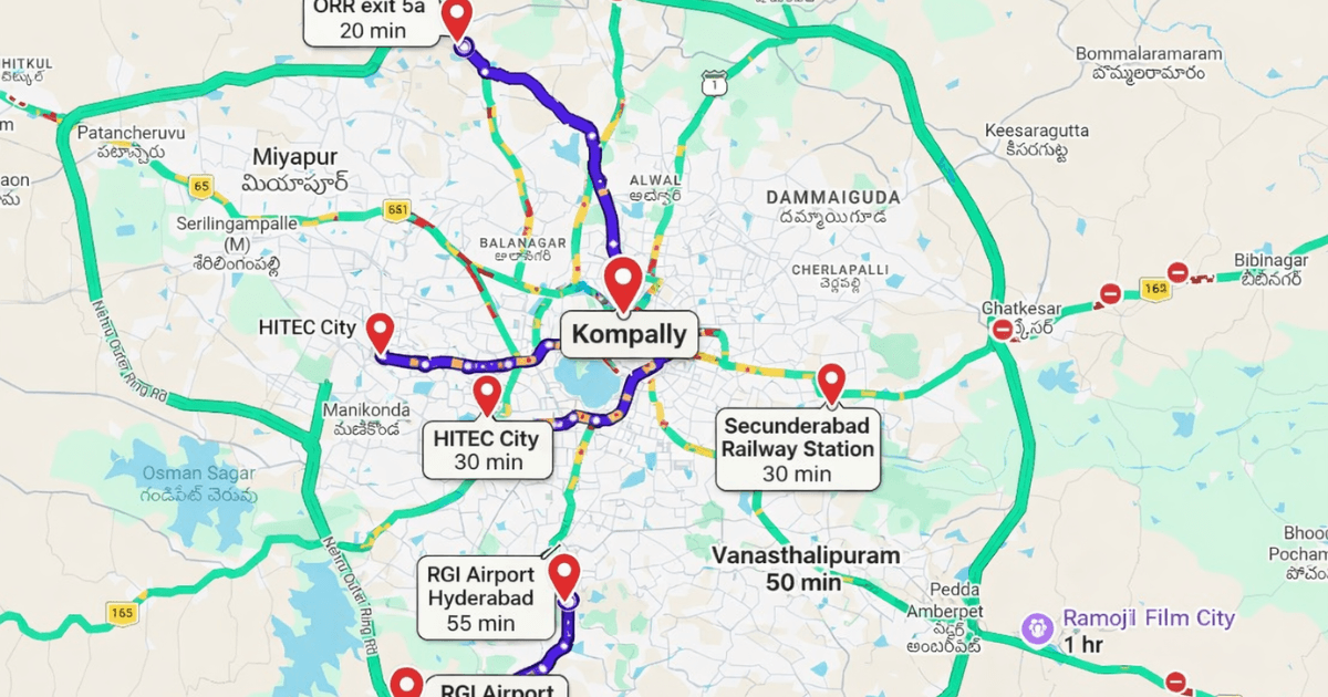 Kompally connectivity to hitech city secunderabad airport